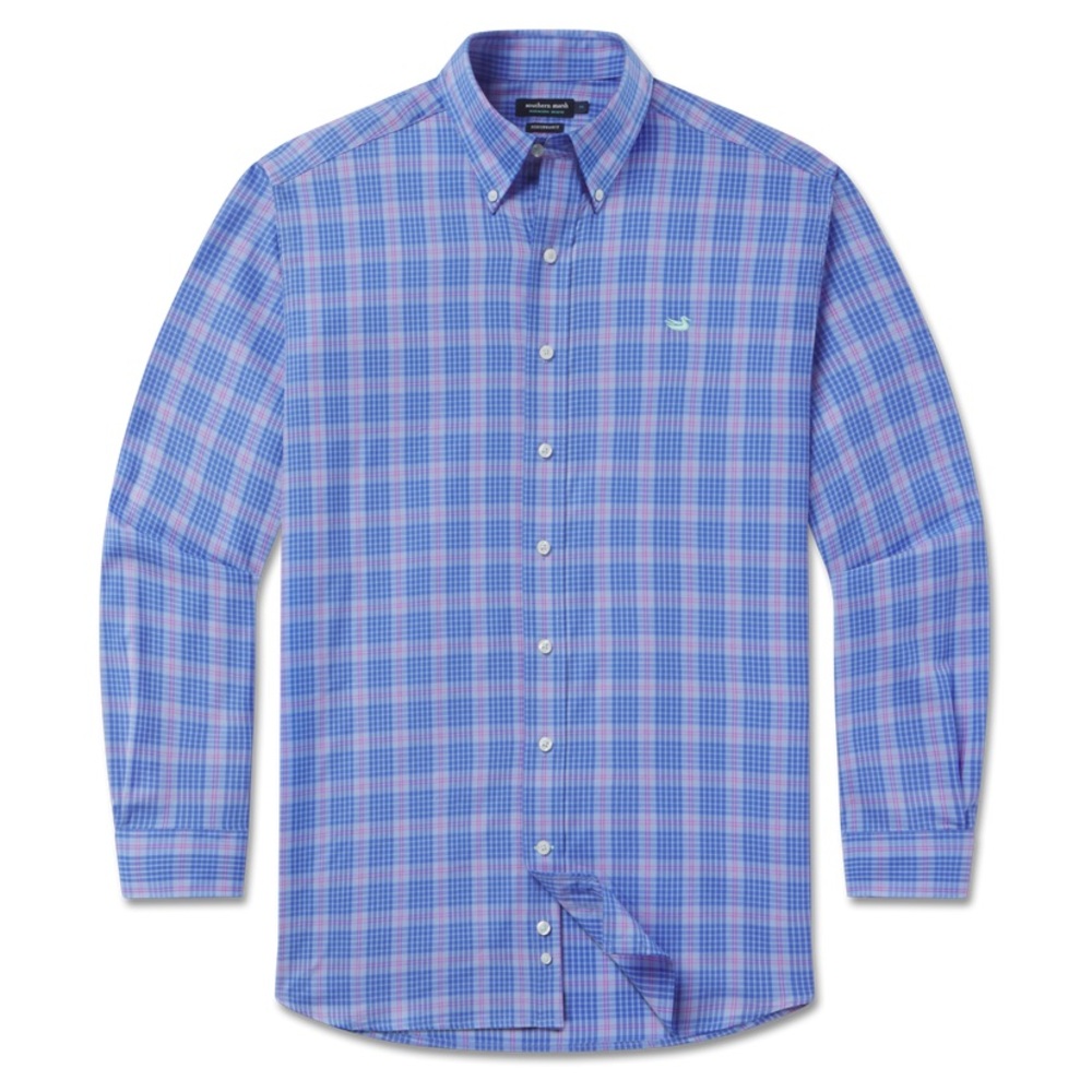 Southern Marsh Blue and Pink Plaid Button-Down Shirt